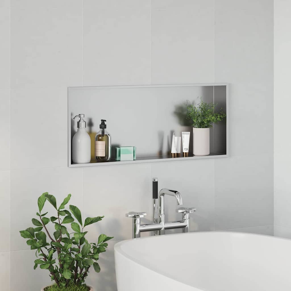 vidaXL Nisza prysznicowa Srebrny 75 x 30 x 9,5 cm Stal nierdzewna