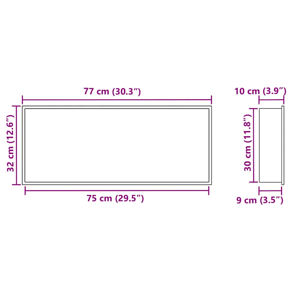 vidaXL Nisza prysznicowa Srebrny 75 x 30 x 9,5 cm Stal nierdzewna