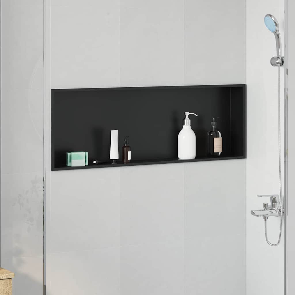 vidaXL Nisza prysznicowa Czarny 90 x 30 x 9,5 cm Stal nierdzewna