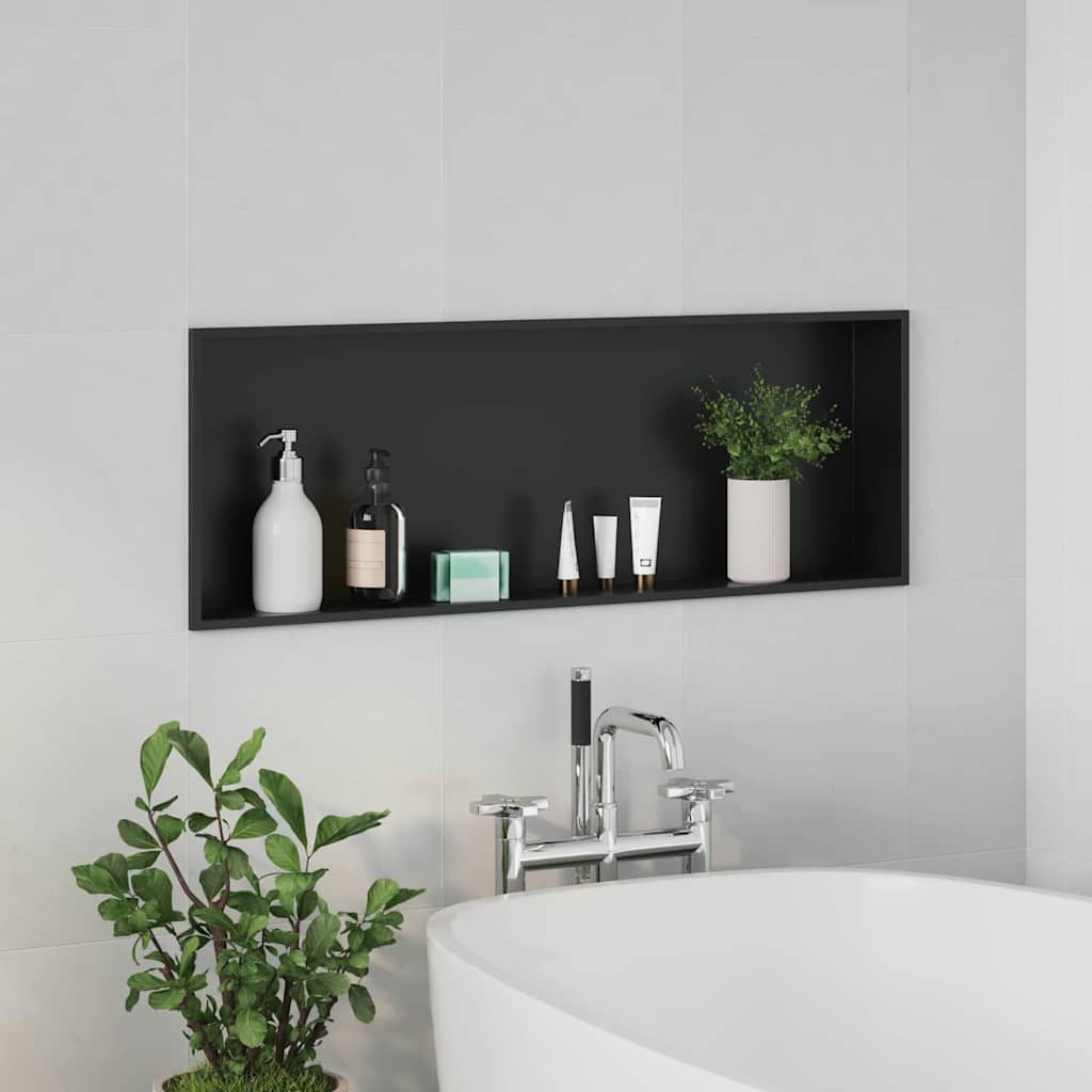 vidaXL Nisza prysznicowa Czarny 90 x 30 x 9,5 cm Stal nierdzewna