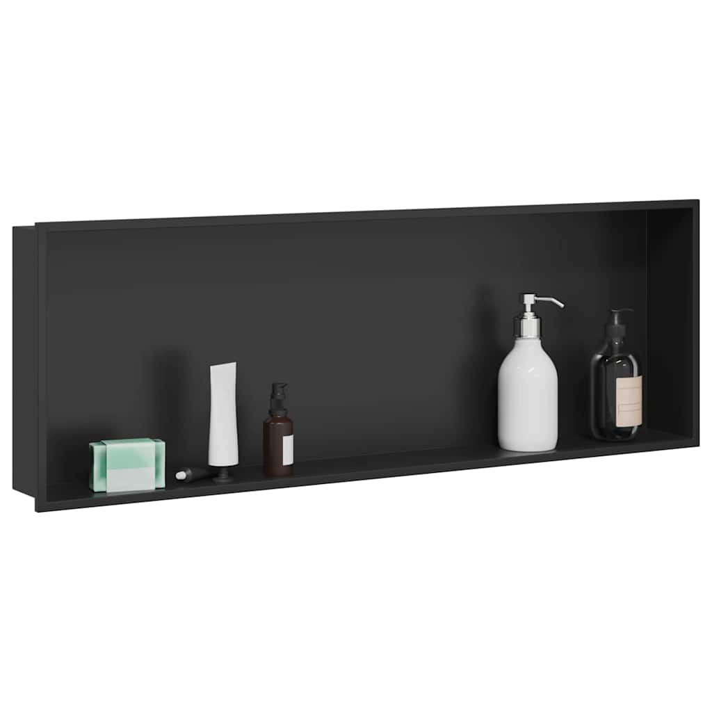 vidaXL Nisza prysznicowa Czarny 90 x 30 x 9,5 cm Stal nierdzewna