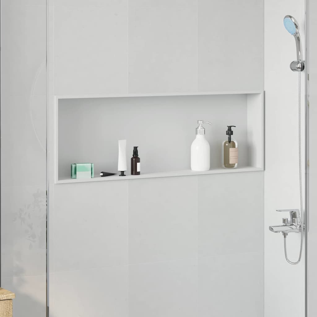 vidaXL Nisza prysznicowa Biały 90 x 30 x 9,5 cm Stal nierdzewna