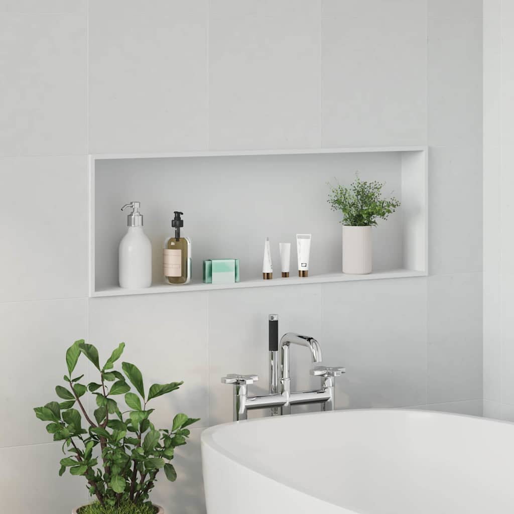 vidaXL Nisza prysznicowa Biały 90 x 30 x 9,5 cm Stal nierdzewna