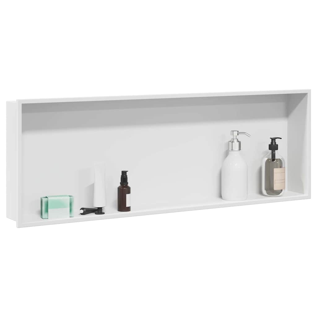 vidaXL Nisza prysznicowa Biały 90 x 30 x 9,5 cm Stal nierdzewna