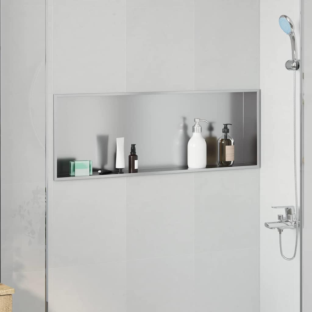 vidaXL Nisza prysznicowa Srebrny 90 x 30 x 9,5 cm Stal nierdzewna