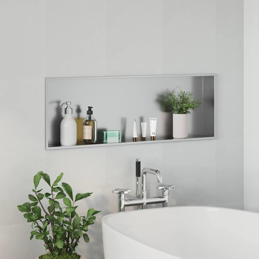 vidaXL Nisza prysznicowa Srebrny 90 x 30 x 9,5 cm Stal nierdzewna
