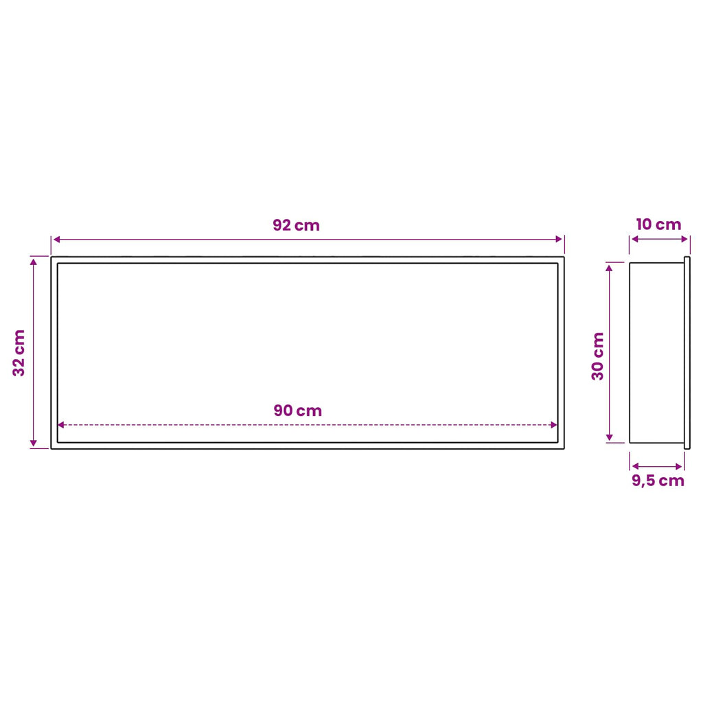 vidaXL Nisza prysznicowa srebrny 90 x 30 x 9,5 cm Stal nierdzewna