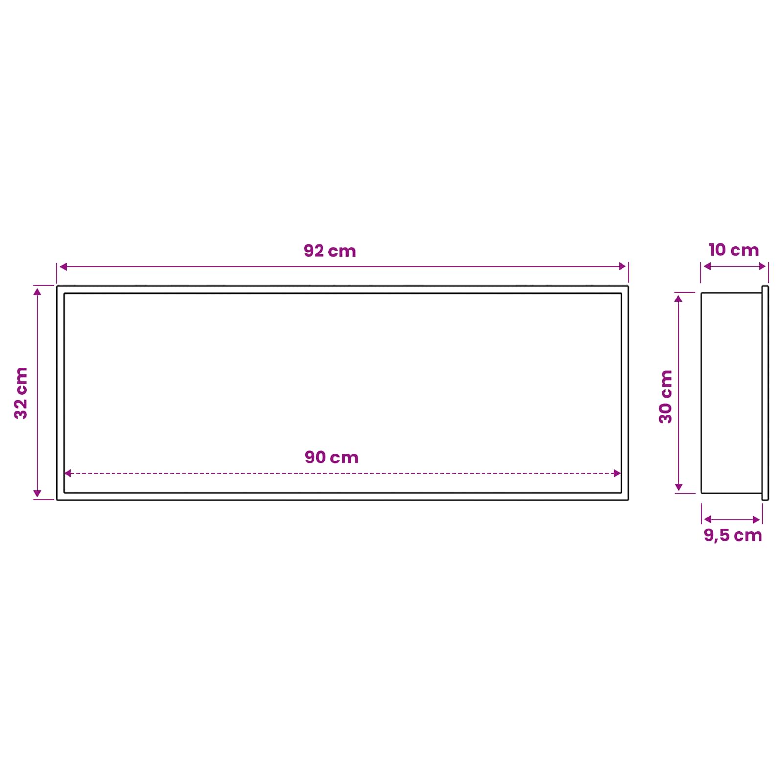 vidaXL Nisza prysznicowa srebrny 90 x 30 x 9,5 cm Stal nierdzewna