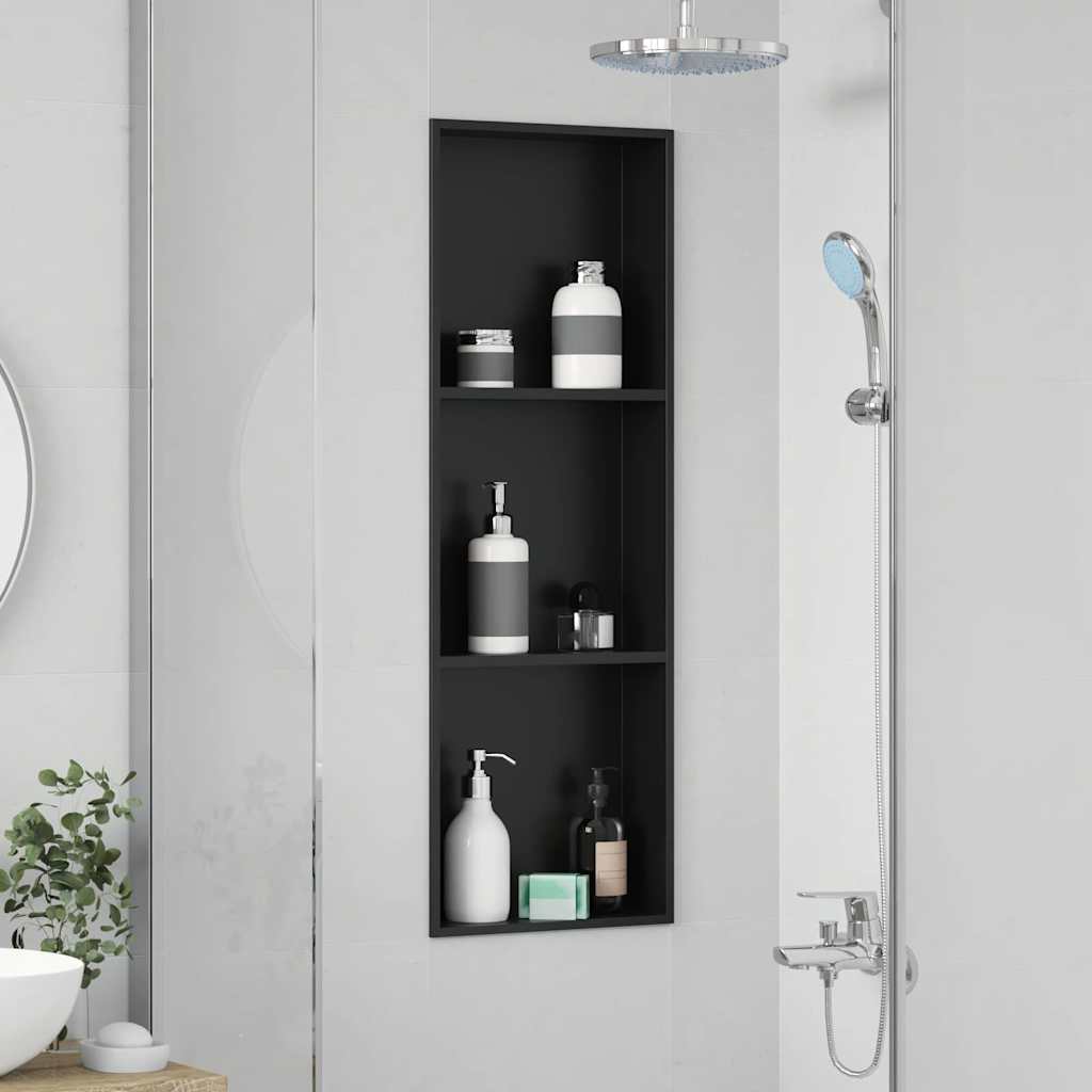 vidaXL Nisza prysznicowa Czarny 92 x 32 x 10 cm Stal nierdzewna