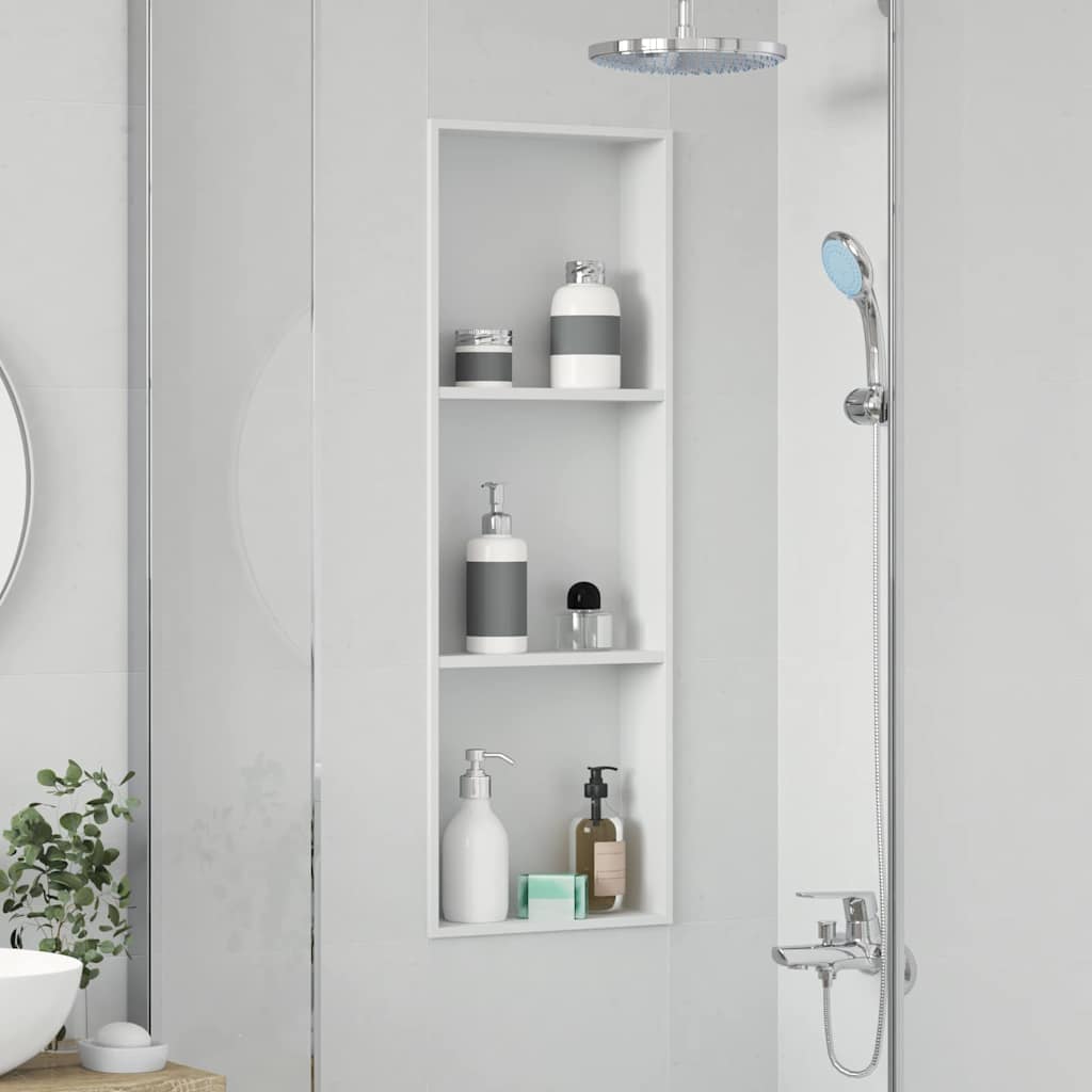 vidaXL Nisza prysznicowa Biały 90 x 30 x 9,5 cm Stal nierdzewna