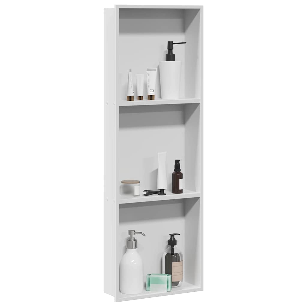 vidaXL Nisza prysznicowa Biały 90 x 30 x 9,5 cm Stal nierdzewna