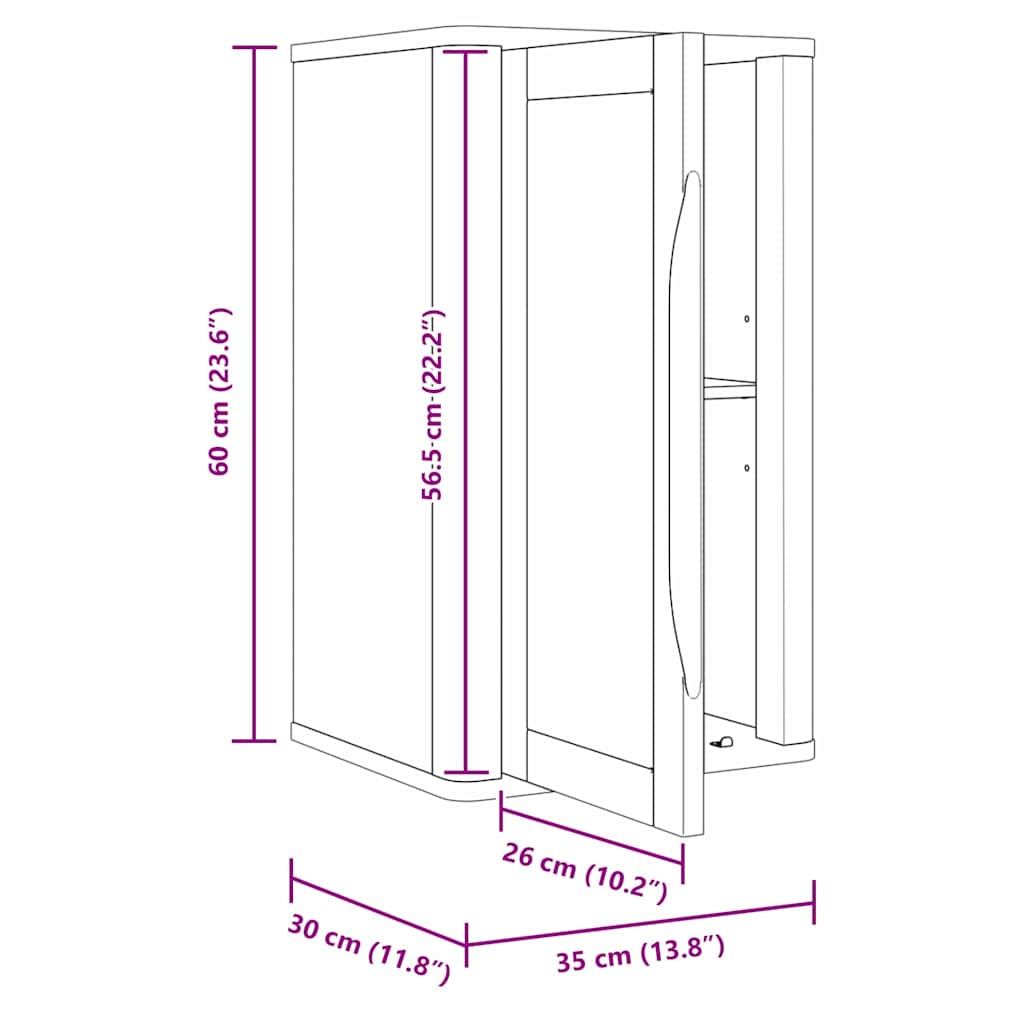 vidaXL Szafka ścienna łazienkowa FLORO Woskowy Brąz 35 x 30 x 60 cm