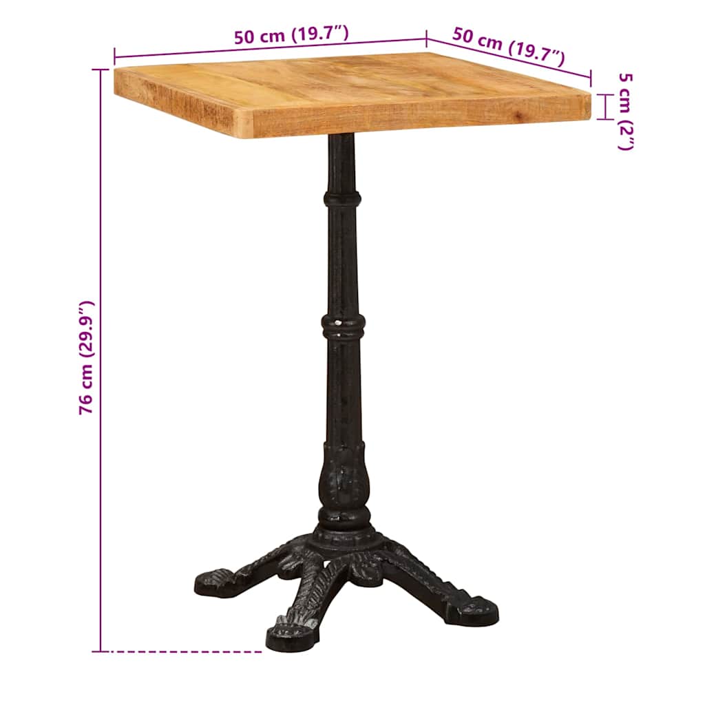 vidaXL Stolik bistro Brązowy 50 x 50 x 76 cm Drewno z mango
