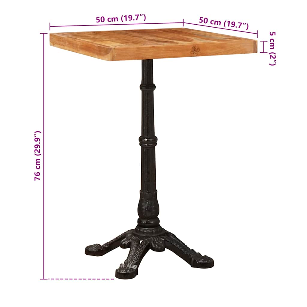 vidaXL Stolik bistro Brązowy 50 x 50 x 76 cm Lite Drewno Akacji