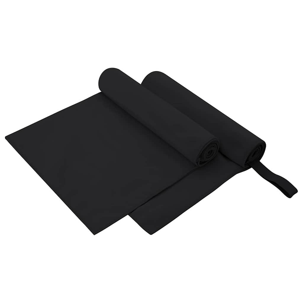 vidaXL Ręczniki Sportowe 2 pcs Czarny 100 x 50 cm Poliester i poliamid