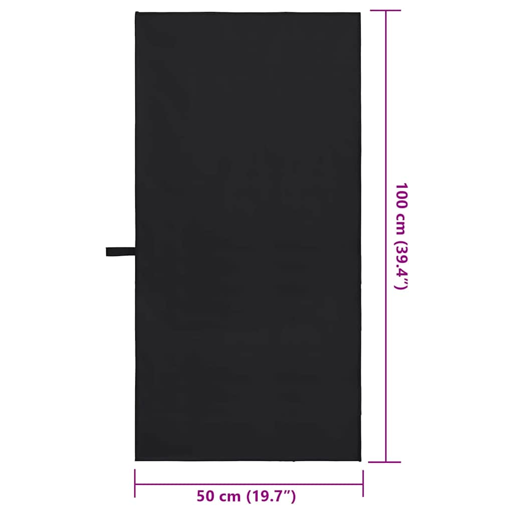 vidaXL Ręczniki Sportowe 2 pcs Czarny 100 x 50 cm Poliester i poliamid