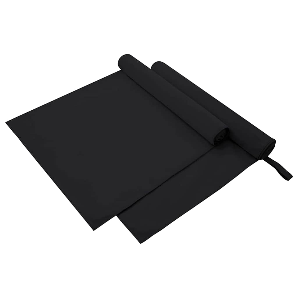 vidaXL Ręczniki Sportowe 2 pcs Czarny 180 x 90 cm Poliester i poliamid