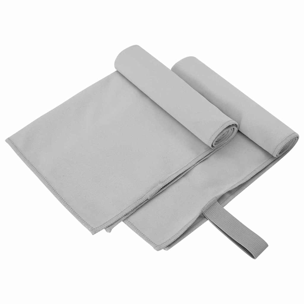 vidaXL Ręczniki Sportowe 2 pcs Szary 50 x 30 cm Poliester i poliamid