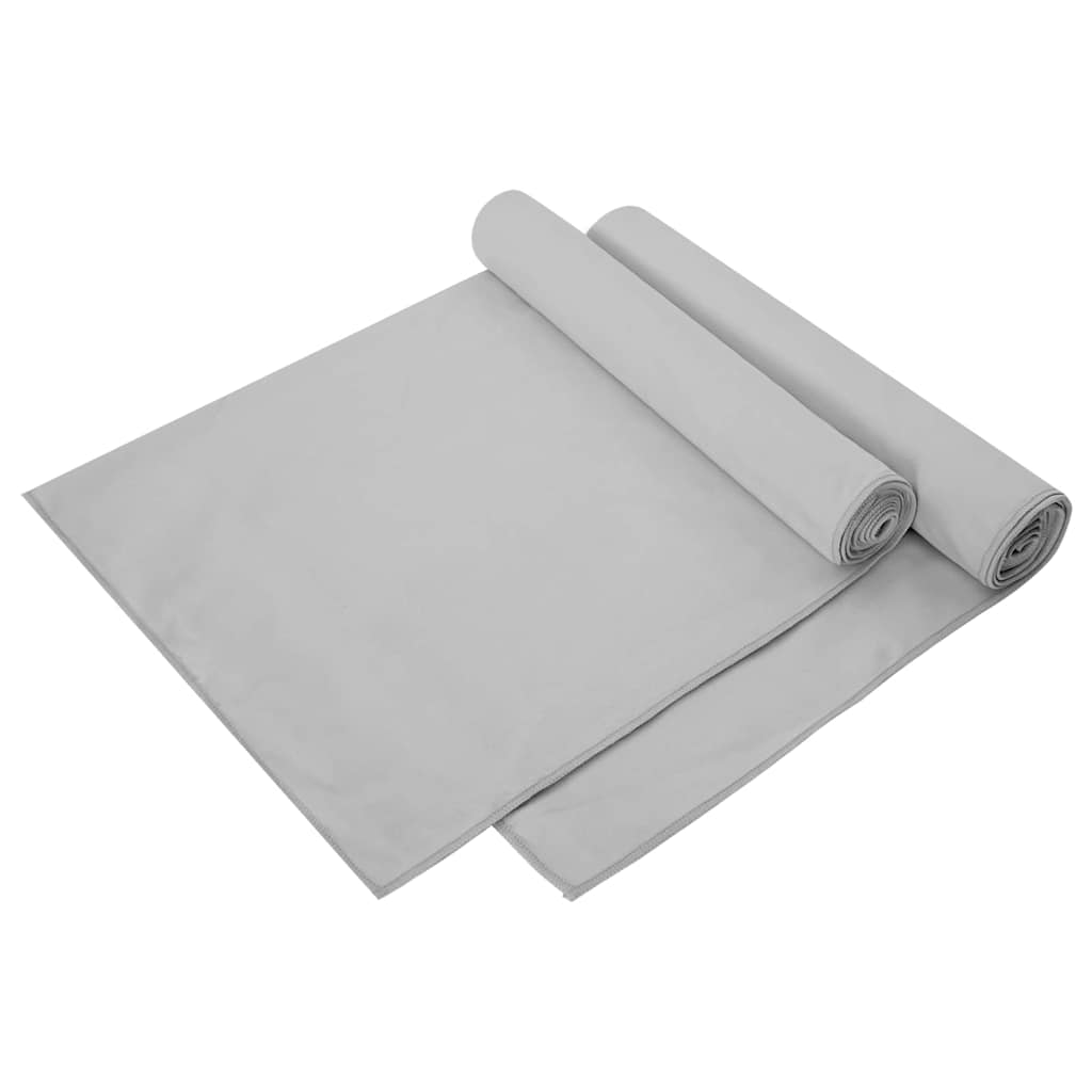vidaXL Ręczniki Sportowe 2 pcs Szary 140 x 70 cm Poliester i poliamid