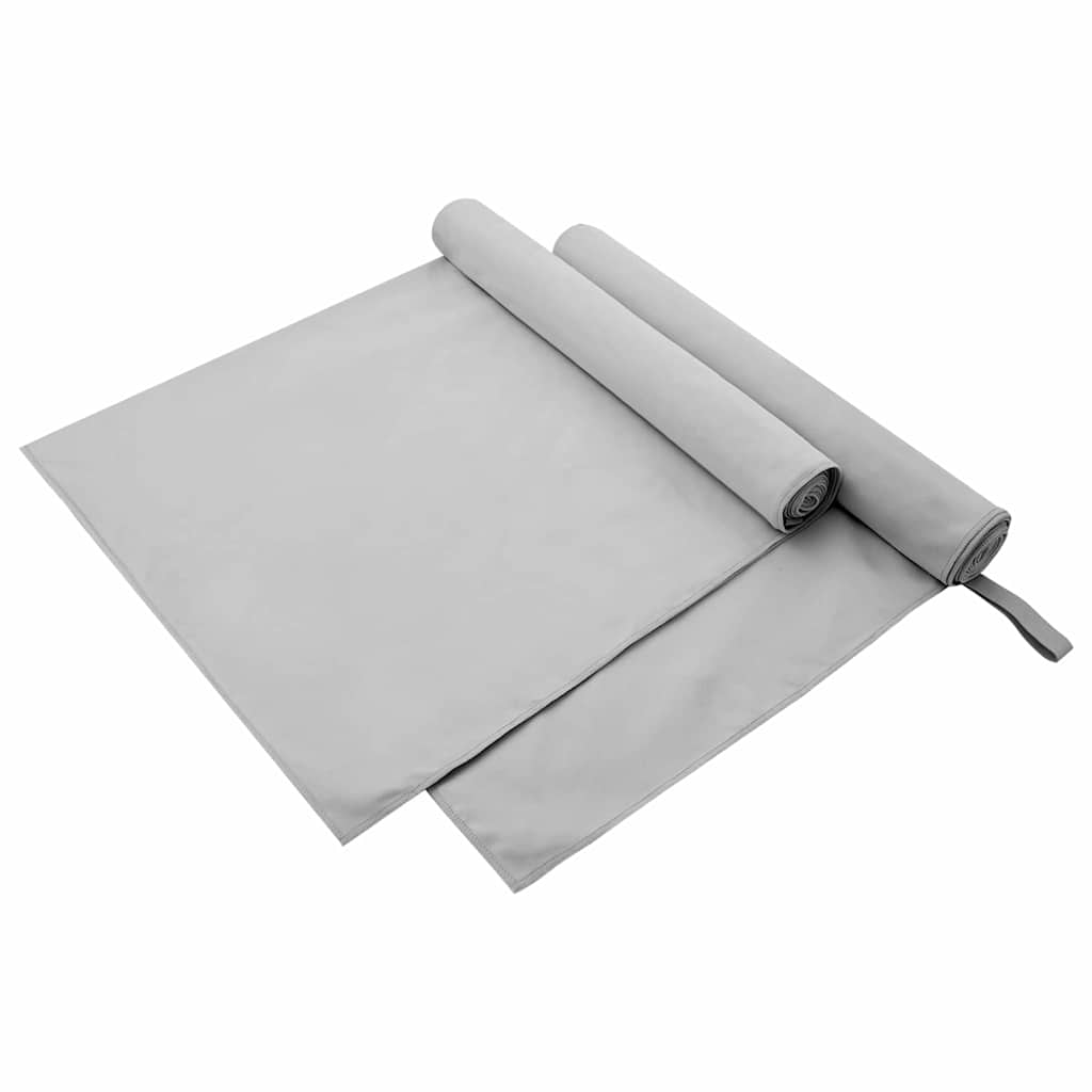 vidaXL Ręczniki Sportowe 2 pcs Szary 180 x 90 cm Poliester i poliamid