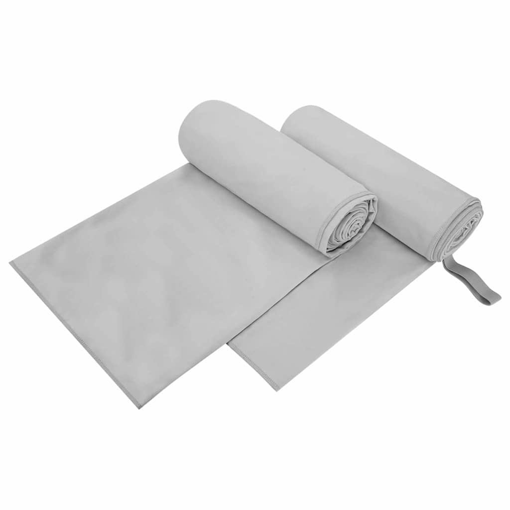 vidaXL Ręczniki Sportowe 2 pcs Szary 200 x 100 cm Poliester i poliamid