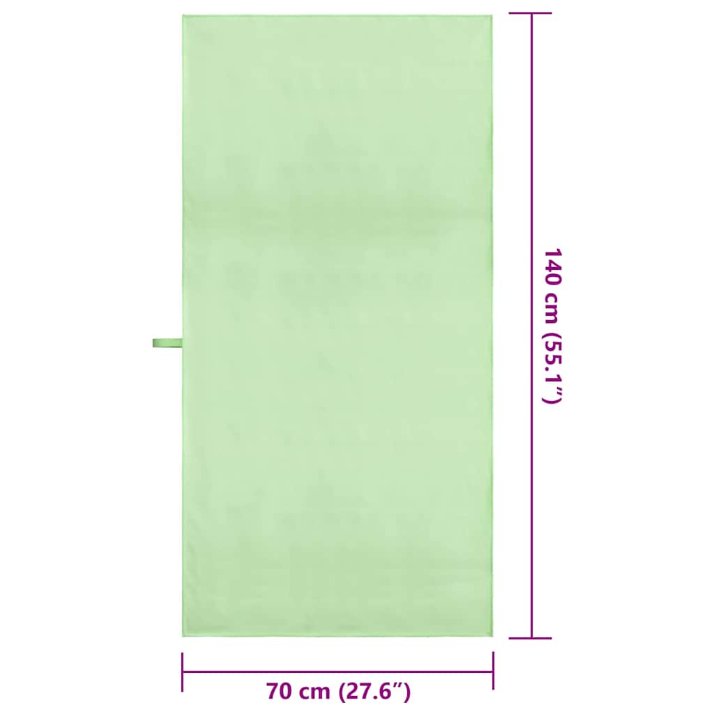 vidaXL Ręczniki Sportowe 2 pcs Zielony 140 x 70 cm
