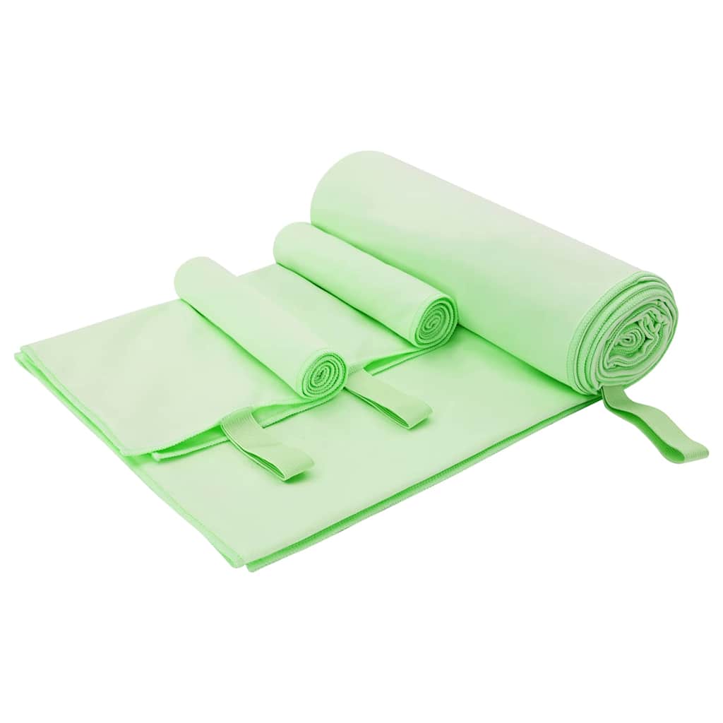 vidaXL Zestaw Ręczników Sportowych 3 pcs Zielony Poliester i poliamid