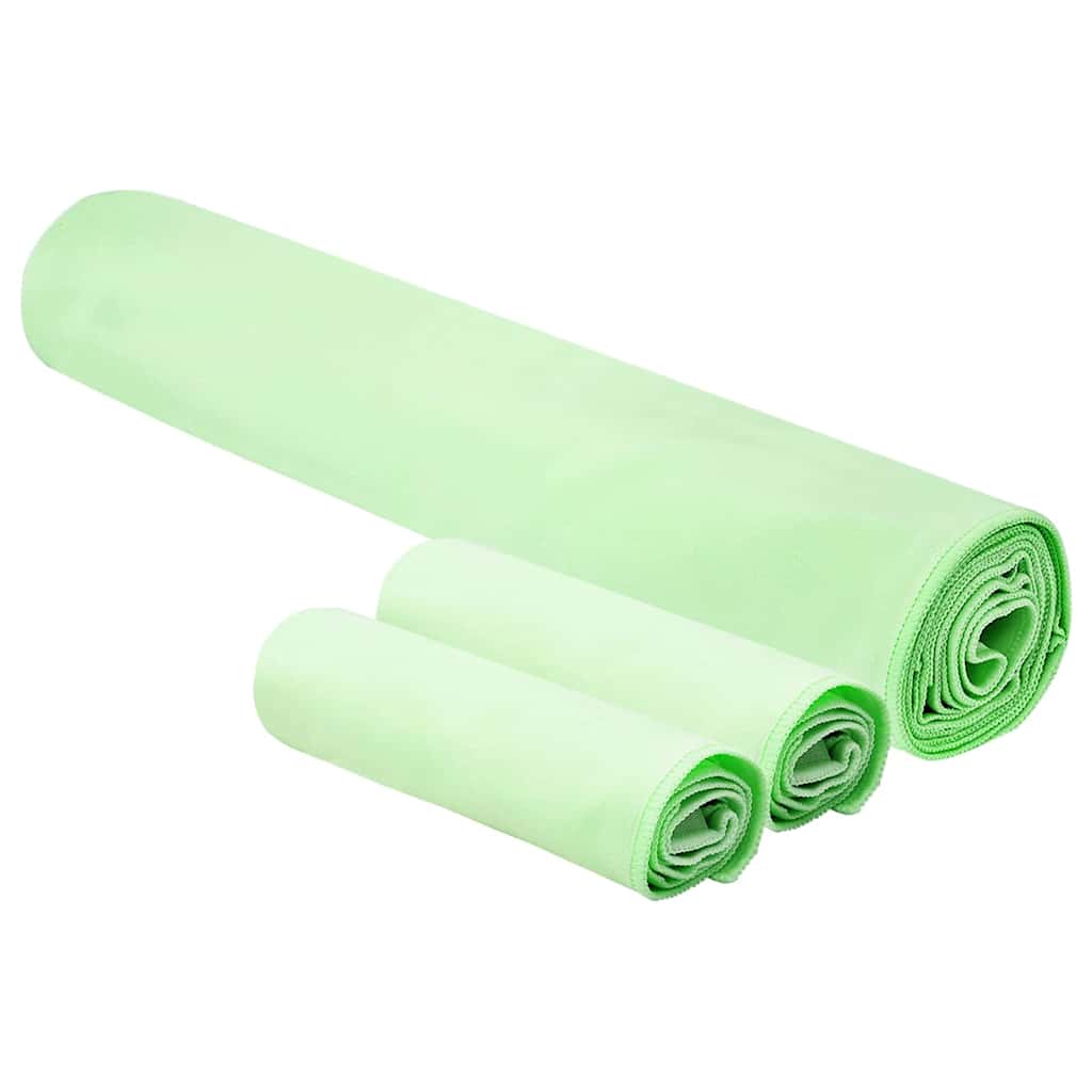 vidaXL Zestaw Ręczników Sportowych 3 pcs Zielony Poliester i poliamid