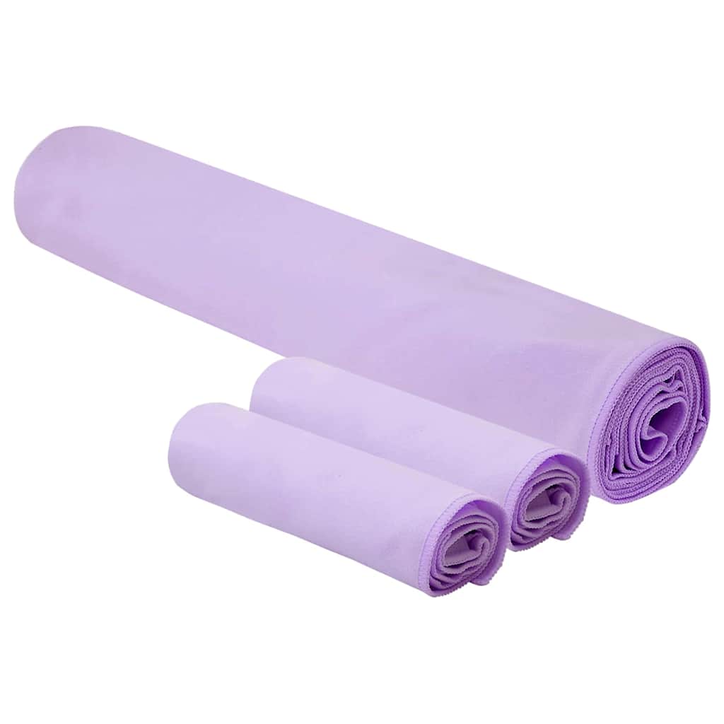 vidaXL Zestaw Ręczników Sportowych 3 pcs Fioletowy