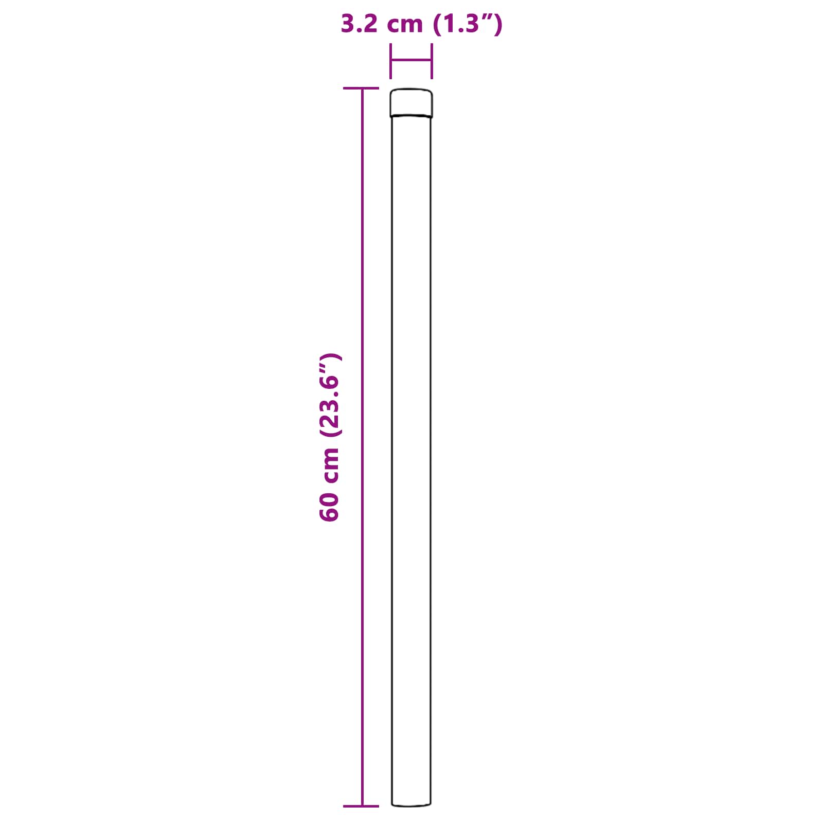 vidaXL Słupek ogrodzeniowy. 2 pcs Zielony 60 cm