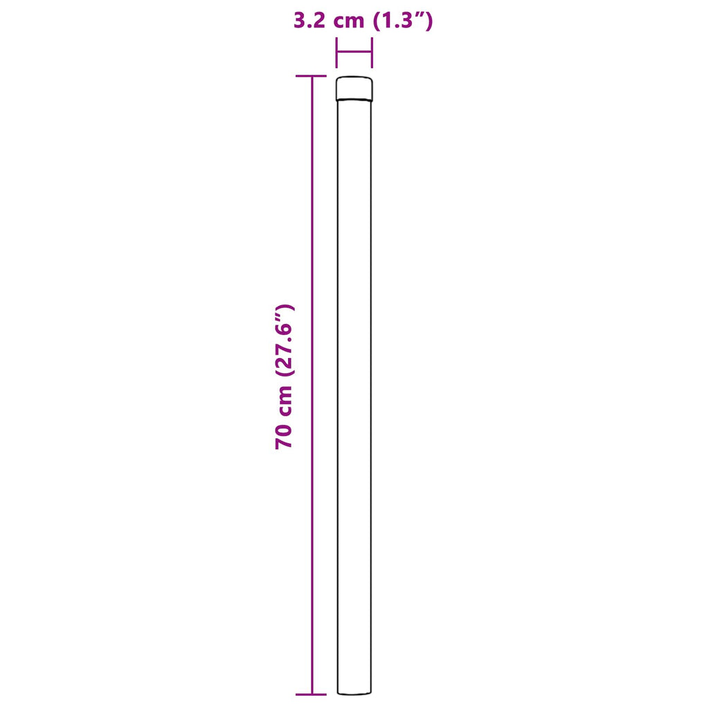 vidaXL Słupek ogrodzeniowy. 12 pcs Zielony 70 cm