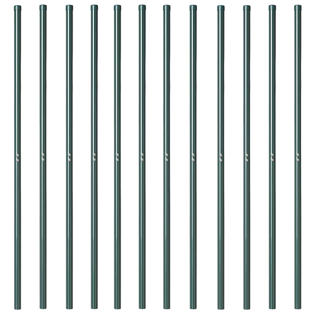vidaXL Słupek ogrodzeniowy. 12 pcs Zielony Stal Malowana Proszkowo