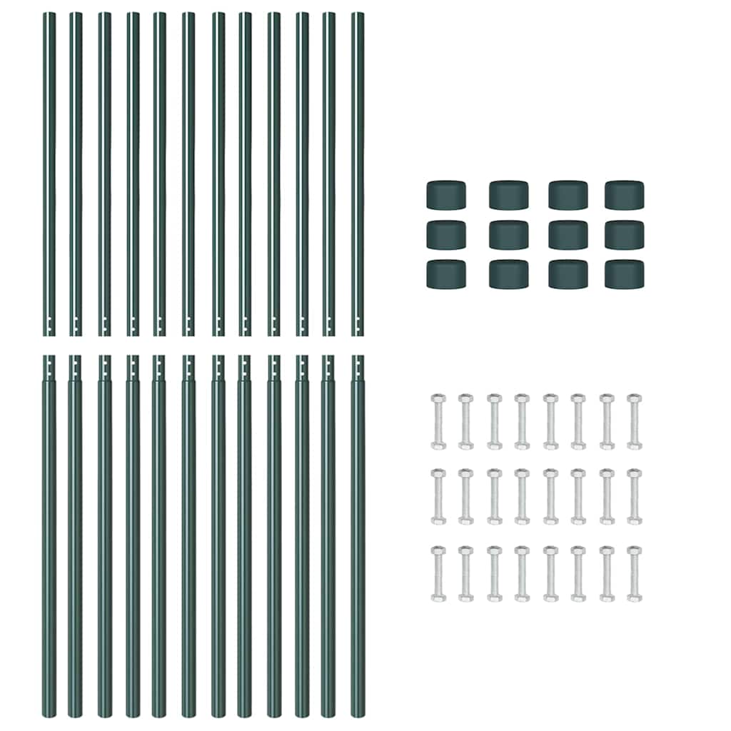 vidaXL Słupek ogrodzeniowy. 12 pcs Zielony Stal Malowana Proszkowo