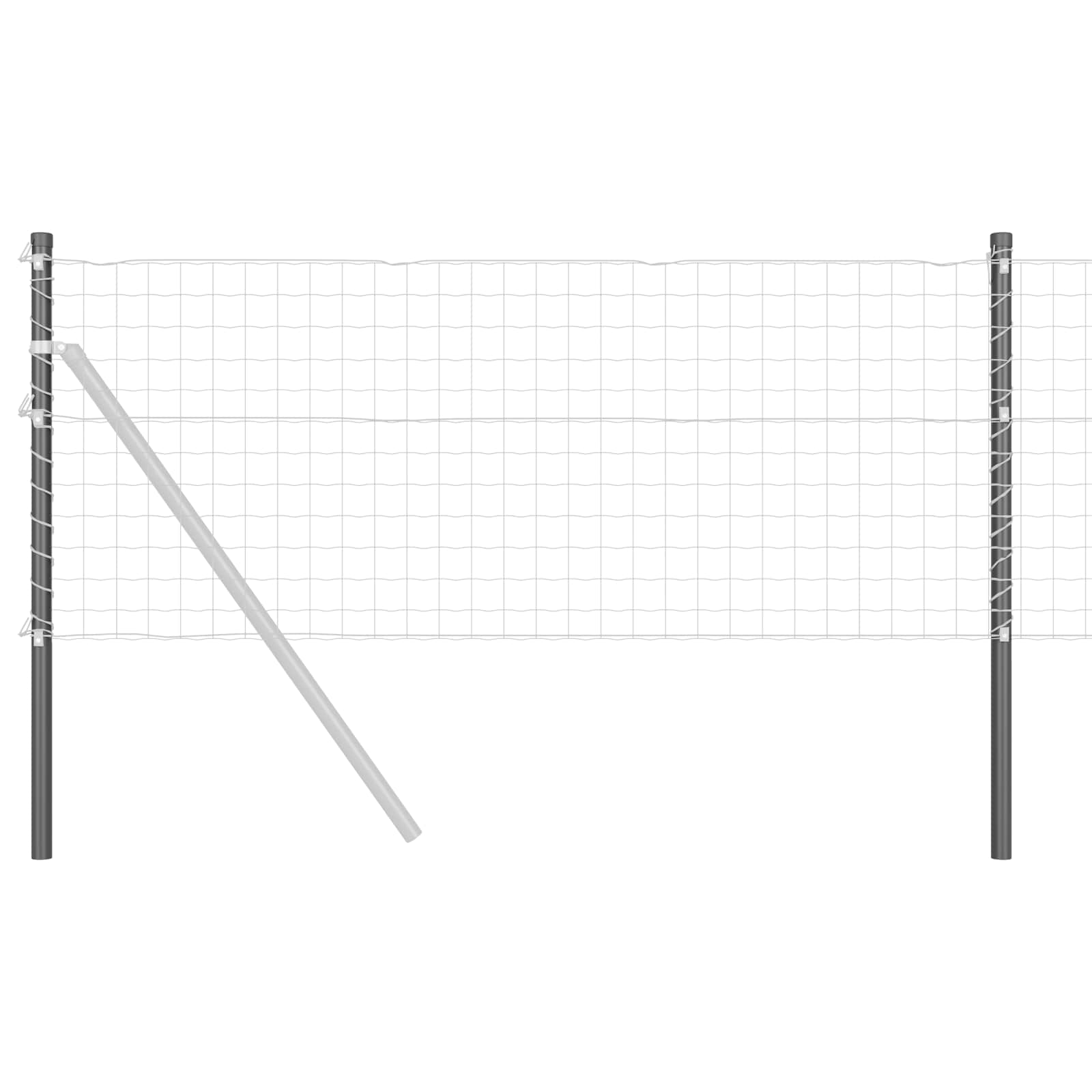 vidaXL Słupek ogrodzeniowy. 12 pcs Szary 80 cm Stal Malowana Proszkowo