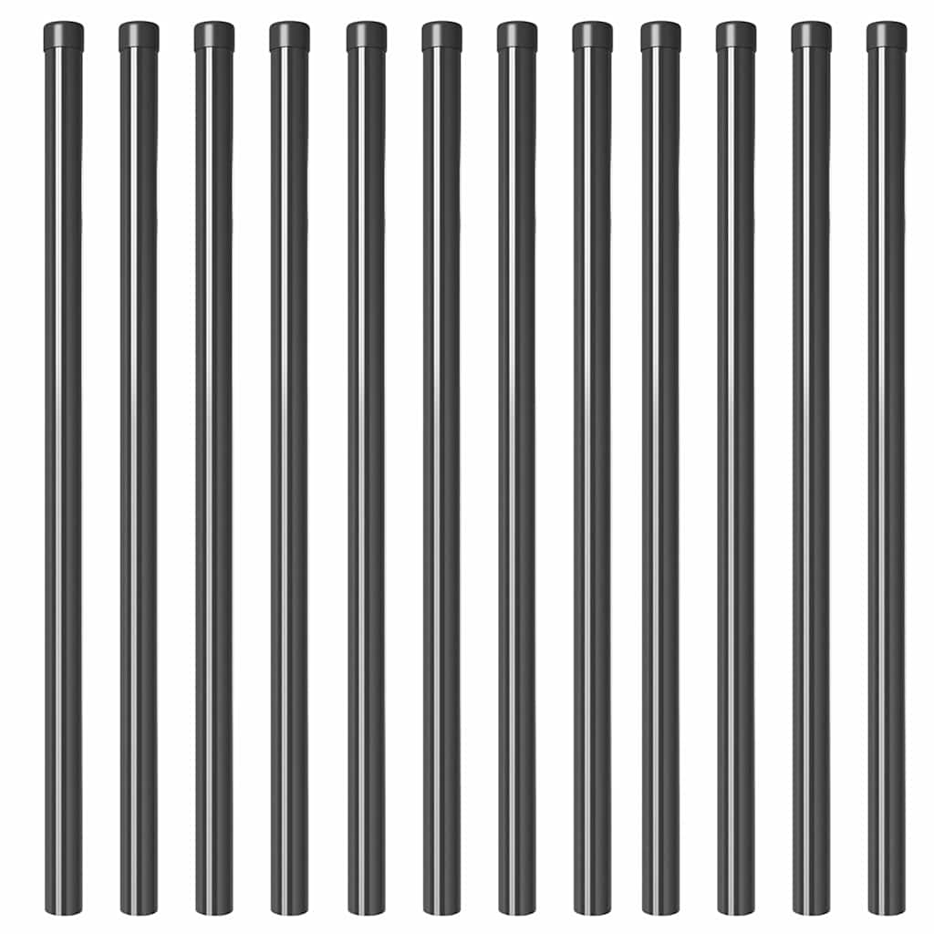 vidaXL Słupek ogrodzeniowy. 12 pcs Szary 110 cm
