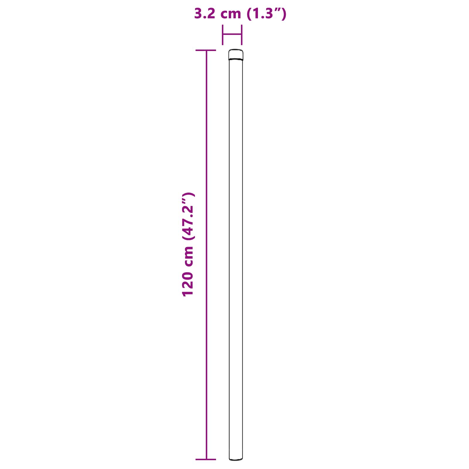 vidaXL Słupek ogrodzeniowy. 2 pcs Szary 120 cm Stal Malowana Proszkowo