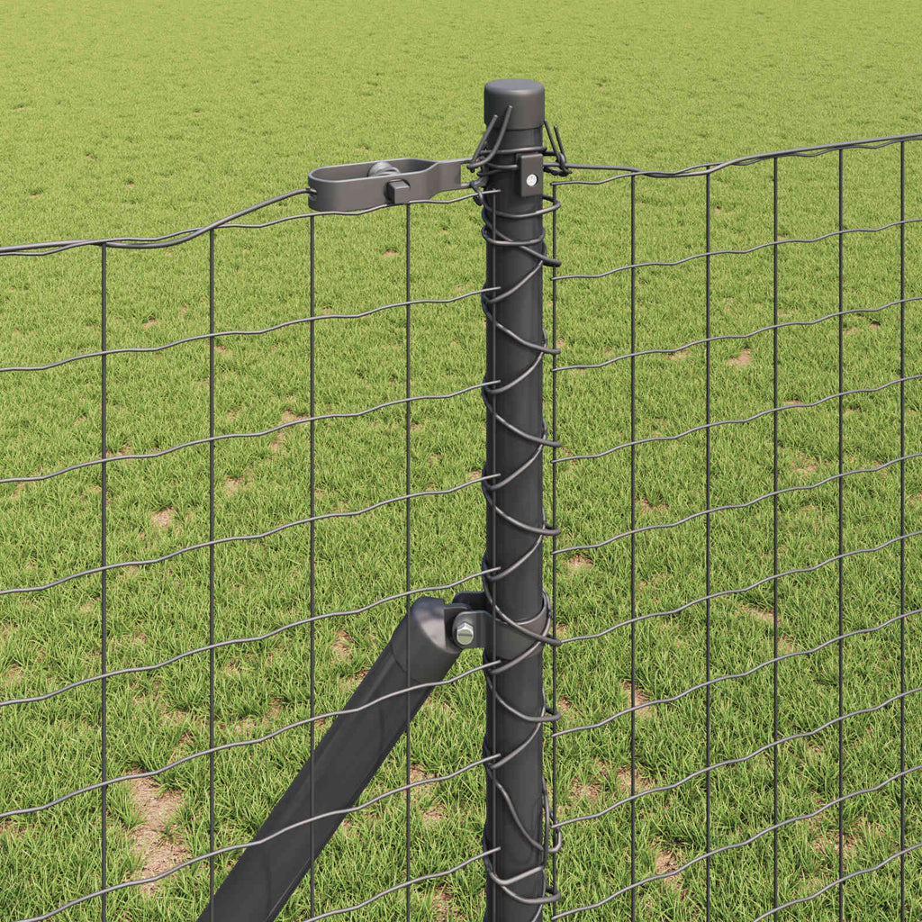 vidaXL Słupek ogrodzeniowy. 2 pcs Szary Stal Malowana Proszkowo