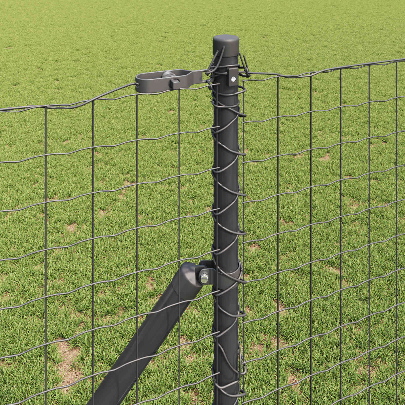 vidaXL Słupek ogrodzeniowy. 2 pcs Szary Stal Malowana Proszkowo