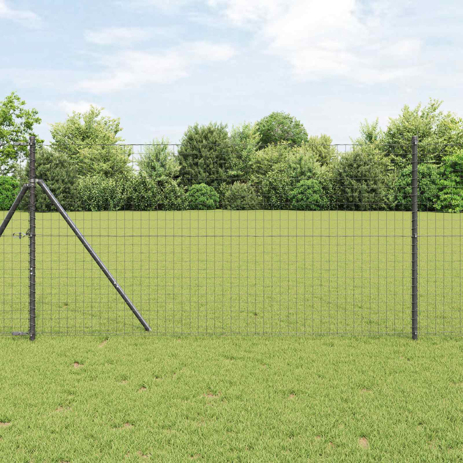 vidaXL Słupek ogrodzeniowy. 12 pcs Szary Stal Malowana Proszkowo
