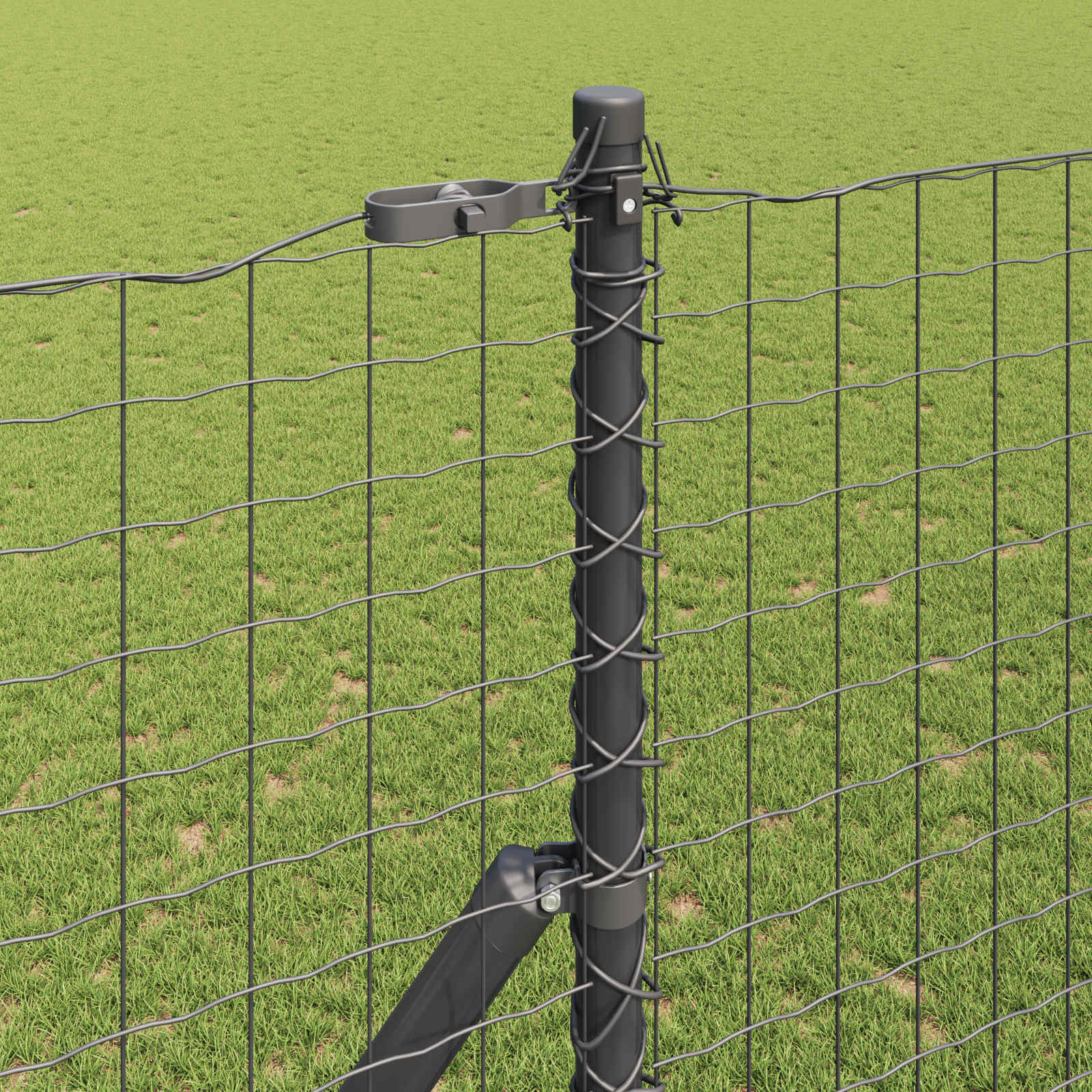 vidaXL Słupek ogrodzeniowy. 2 pcs Szary Stal Malowana Proszkowo