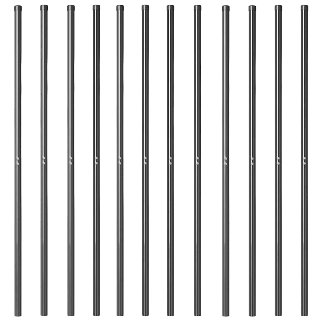 vidaXL Słupek ogrodzeniowy. 12 pcs Szary Stal Malowana Proszkowo