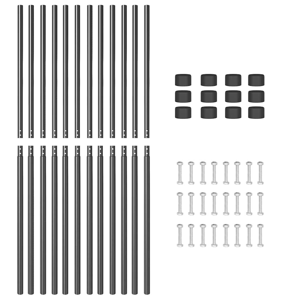 vidaXL Słupek ogrodzeniowy. 12 pcs Szary Stal Malowana Proszkowo