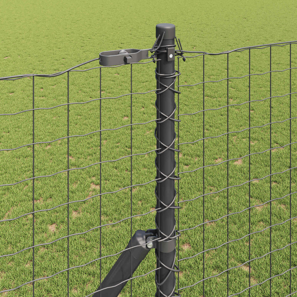 vidaXL Słupek ogrodzeniowy. 2 pcs Szary Stal Malowana Proszkowo