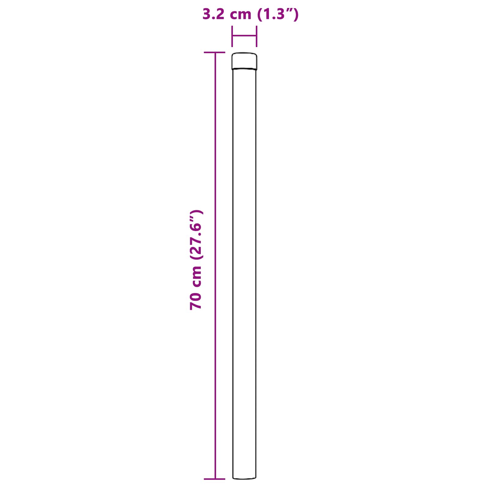 vidaXL Słupek ogrodzeniowy. 2 pcs Srebrny 70 cm
