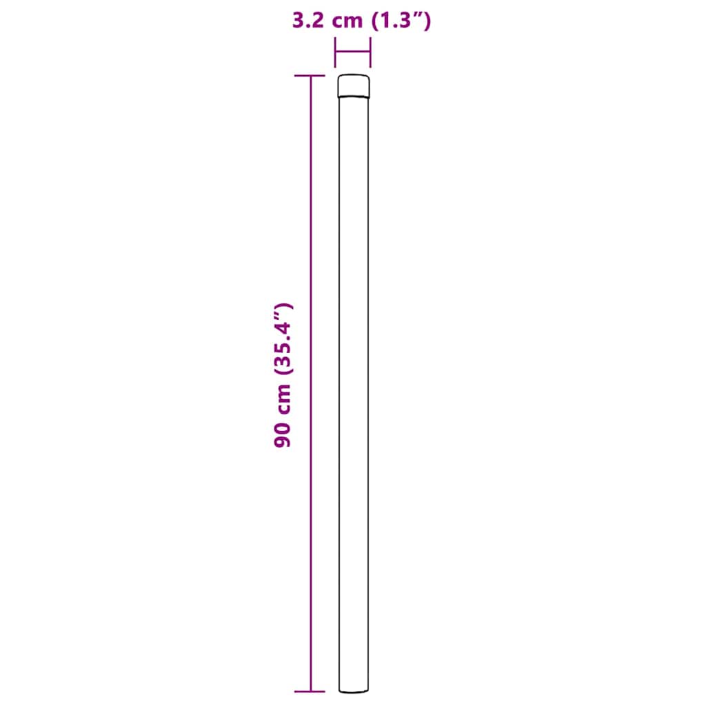 vidaXL Słupek ogrodzeniowy. 2 pcs Srebrny 90 cm