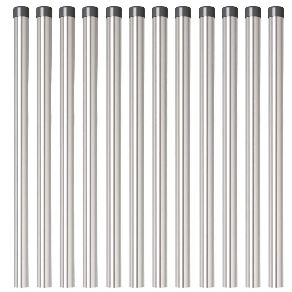 vidaXL Słupek ogrodzeniowy. 12 pcs Srebrny 90 cm