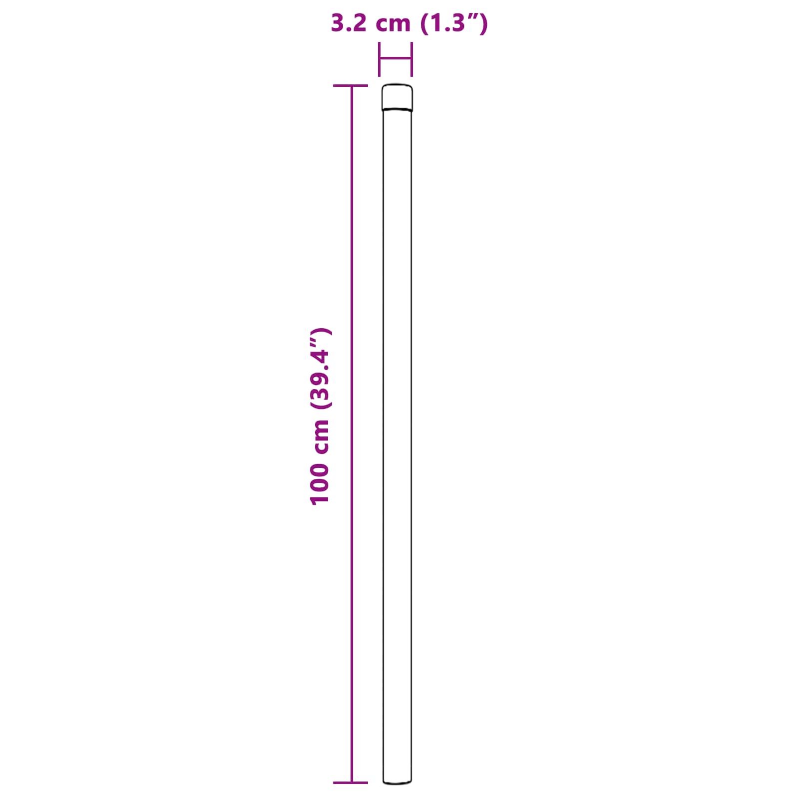 vidaXL Słupek ogrodzeniowy. 2 pcs Srebrny 100 cm