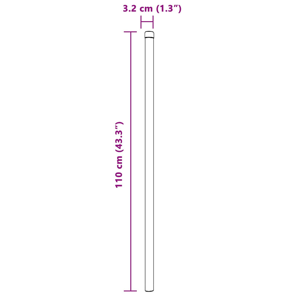 vidaXL Słupek ogrodzeniowy. 2 pcs Srebrny 110 cm