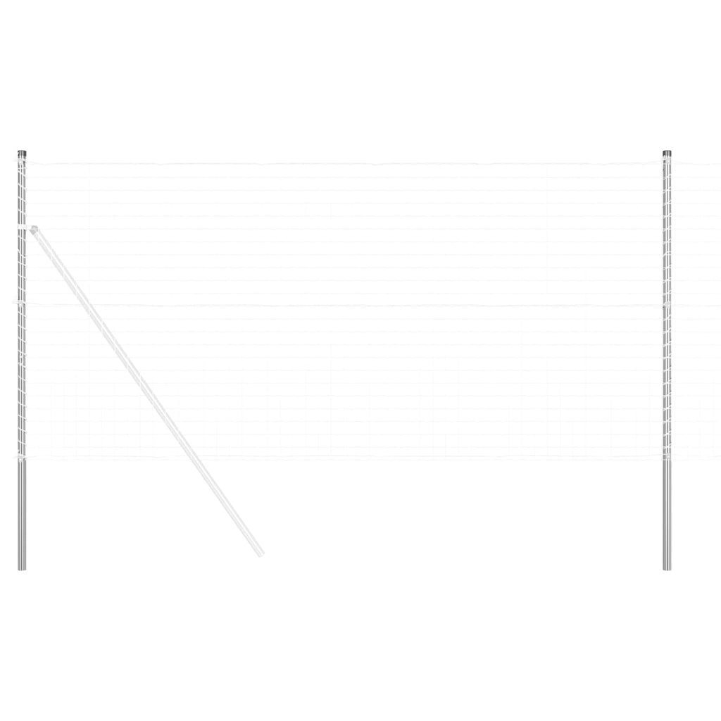 vidaXL Słupek ogrodzeniowy. 2 pcs Srebrny Stal Malowana Proszkowo