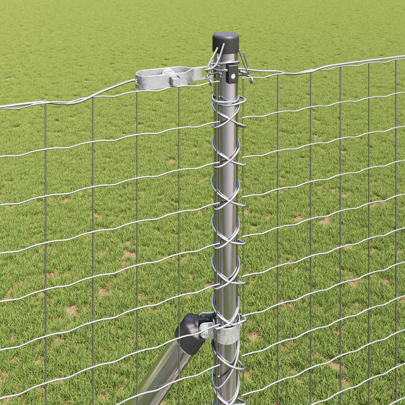 vidaXL Słupek ogrodzeniowy. 2 pcs Srebrny Stal Malowana Proszkowo